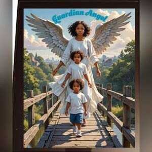 Guardian Angel In A Glass Front Frame 8x10 Picture AI wall